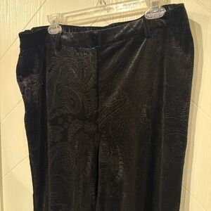 Black Paisley Velvet Pants‎ wide leg, holiday DEX 1X
